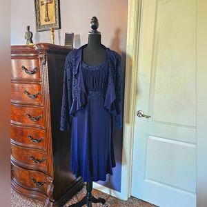 2 piece set navy dress cardigan jacket